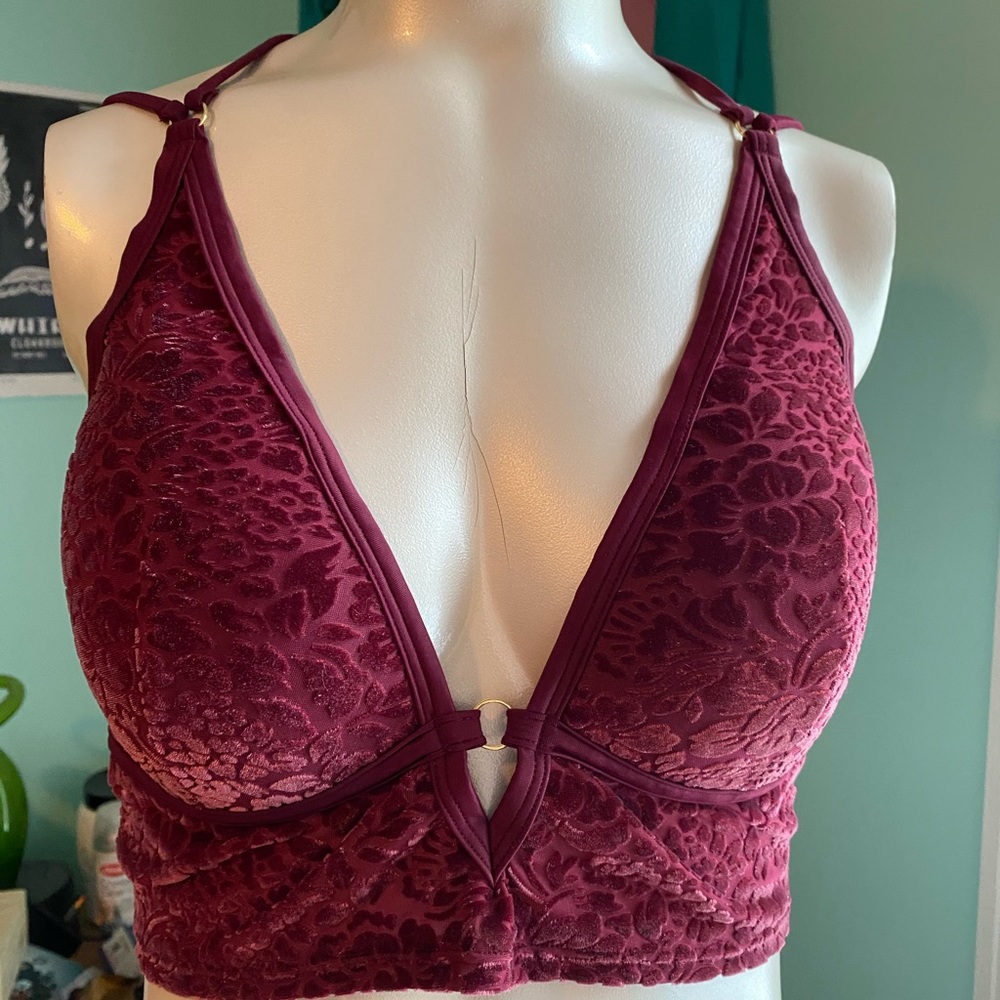 VS PINK Burgundy velvet crop top/bralette